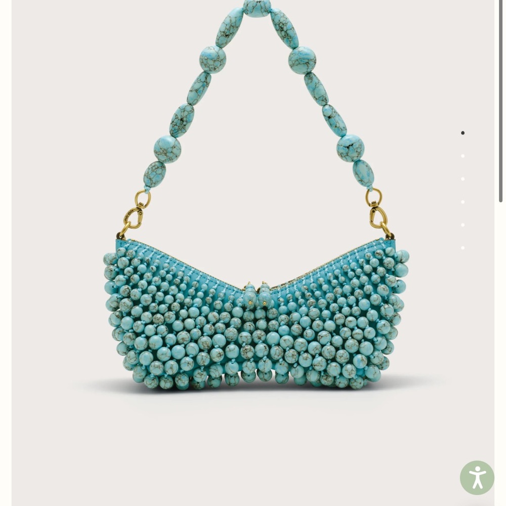 Cult Gaia Aqua Beaded Shoulder Bag